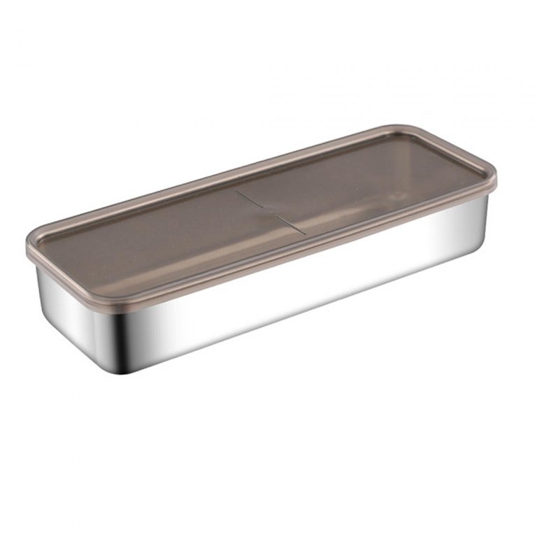 Stainless Steel Food Storage Container Rectangle Fridge Organizer Leakproof Metal  Meal Prep Containers for Picnic, Camping, Work, Travel 13.3cmx10cmx4cm 