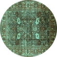 thumbnail image 1 of Ahgly Company Indoor Round Oriental Turquoise Blue Industrial Area Rugs, 7' Round, 1 of 4