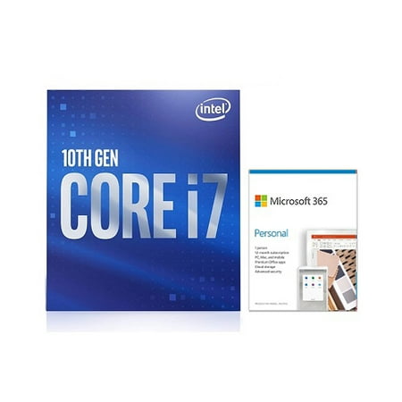 Intel Core i7-10700 Desktop Processor + Microsoft 365 Personal 1 Year Subscription For 1 User - PC/Mac Keycard for Microsoft 365 Personal - 8 cores and 16 threads - Up to 4.80 GHz Turbo speed - (Best Intel Core Processor For Gaming)