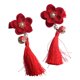 thumbnail image 1 of FELTECHELECTR 1 par de pinzas para el pelo con forma de flor y campana de pato para niñas, con borlas, accesorios chinos para el cabello (rojo), 1 of 6