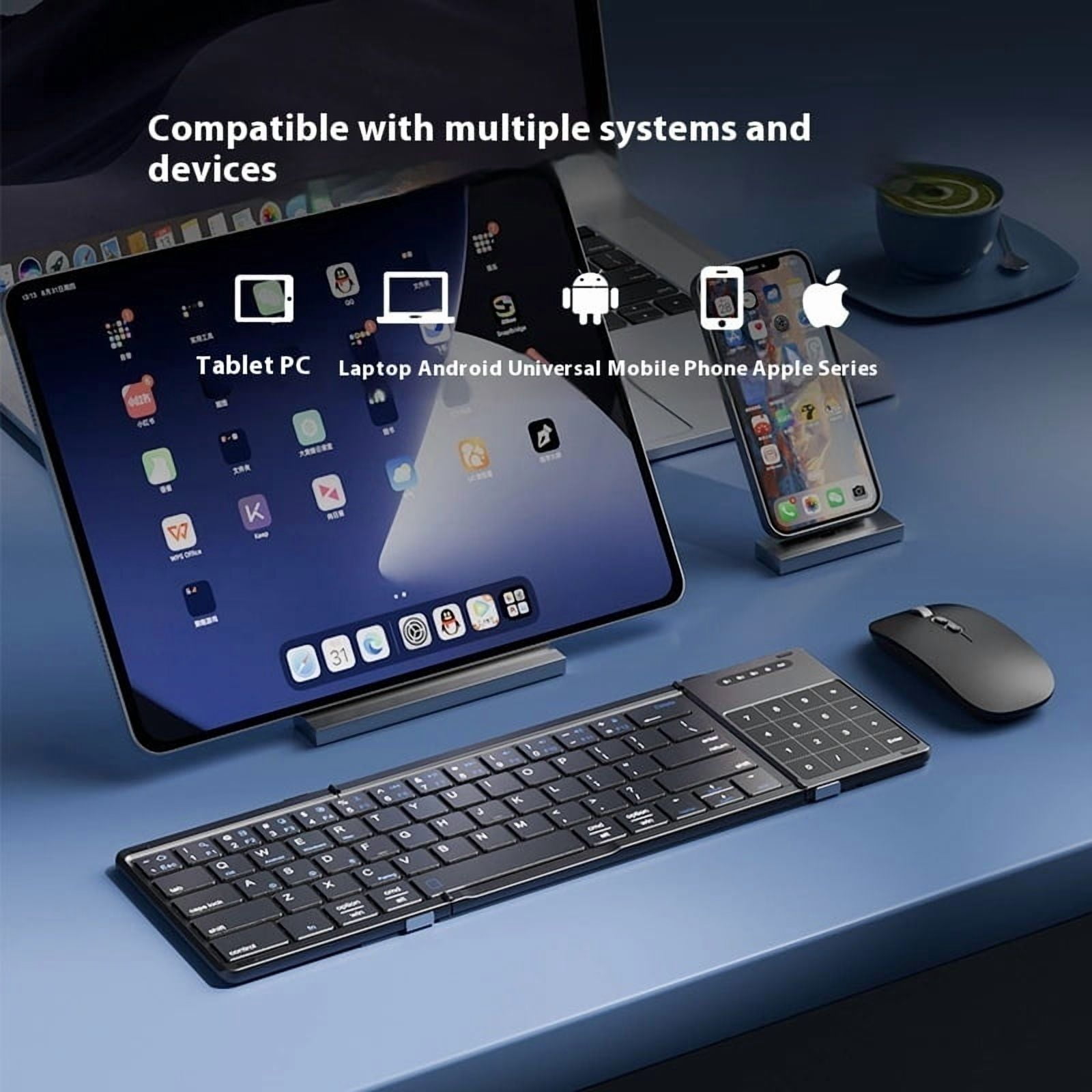 foldable touchpad Keyboard Folding Bluetooth keyboard with  Wireless keyboard and mouse number portable keyboard phone touch pa