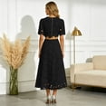thumbnail image 4 of RFQWOVSR Women's Solid Color Embroidered Short Sleeve Crop Top Maxi Skirt 2 Piece Set French Style Casual Summer Dress Outfit XXL, 4 of 5