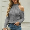 thumbnail image 4 of Hauaitttt Women Casual Semi Turtleneck Off Shoulder Solid Color Knit Pullover Sweater Sports Illustrated Sweatshirt Womens Soft Pullover Mens Big and Tall Sweatshirt Colla Sweaters for Women Women 's, 4 of 7