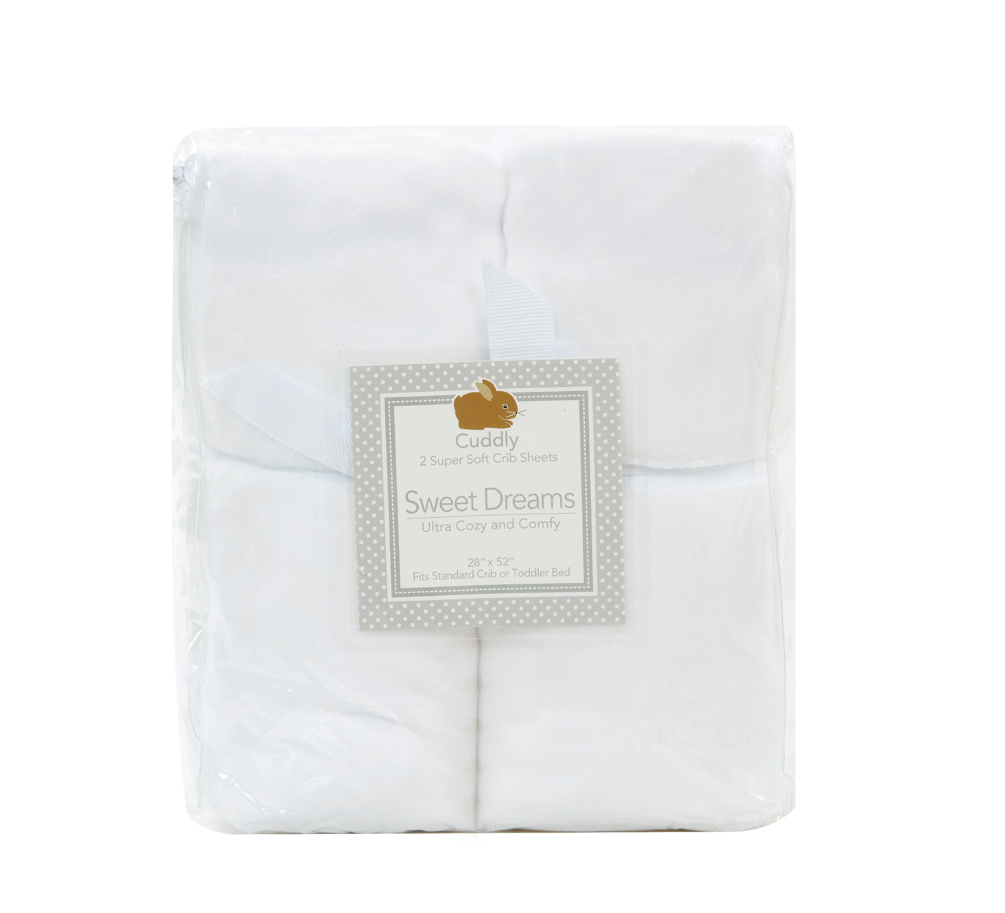 Microplush Super Soft Fitted Crib Sheets (Set of 2), White