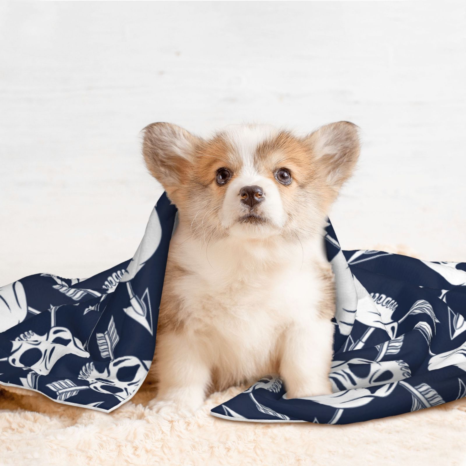 Naloa white arrow Skull Dog Blanket, 3 Sizes Cat Blanket for Indoor Cats Large Medium Small Dog Gifts-Large