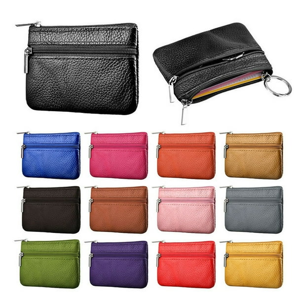 Women Leather Coin Card Key Ring Wallet Pouch Mini Purse Zipper Small ...