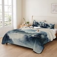 thumbnail image 2 of Quilts King Size Bedding Set, Blue Black Foggy Forest Lightweight Quilted Comforter, Abstract Art Mountain Soft Reversible Bedspread Coverlet with Pillow Covers for All Season, 96" x 106", 2 of 9