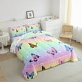 thumbnail image 3 of Castle Fairy Flying Butterfly 3 Pieces Queen Comforter Set,Stars Glitter Ultra Soft Bedding Sets,Gradient Ombre Bedding Comforter Set,Lightweight Rainbow Room Decor,Reversible, 3 of 8