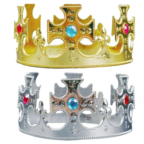 HINTRMENT 2Pcs Gold and Silver Plastic Tiara Childrens Crown for Birthday Party and Wedding Parties