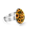 thumbnail image 2 of PhooArto Yellow Sunflower Patterns Stainless Steel Rings for Women, Open Adjustable Ring Promise Ring Jewelry Gifts, 2 of 5