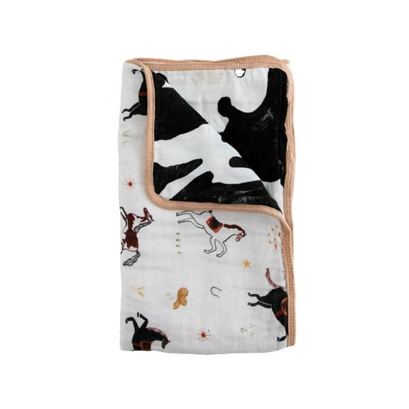 Red Rovr 100% Organic Cotton Muslin Quilted Infant Blanket, Unisex, Howdy Horse