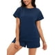 thumbnail image 1 of Conjunto de verano de 2 piezas para mujer ATHLECHIC, con camiseta de manga corta y pantalones cortos, color azul real, 1 of 1