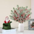 thumbnail image 5 of 8 Pack Snow Frosted Christmas Berries Pine Picks Artificial White Berry Pine Branches Faux Pine Stem with Pine Cones for Xmas Tree Wreath DIY Craft Floral Arrangement Holiday Decor (White), 5 of 5