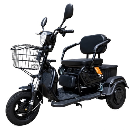GIYI Electric Tricycle for Adults, 48V20Ah Lead-Acid Battery, Up to 31 Miles Range, LCD Display, Front Basket & Rear Storage Box, Passenger Seat, 3-Wheel Electric Trike