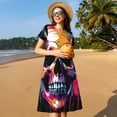 thumbnail image 4 of Easygdp Colorful Skull para Vestido Transpirable de Mujer, Vestido Suelto de Manga Corta con Pliegues y Bolsillos para el Verano, 4 of 6