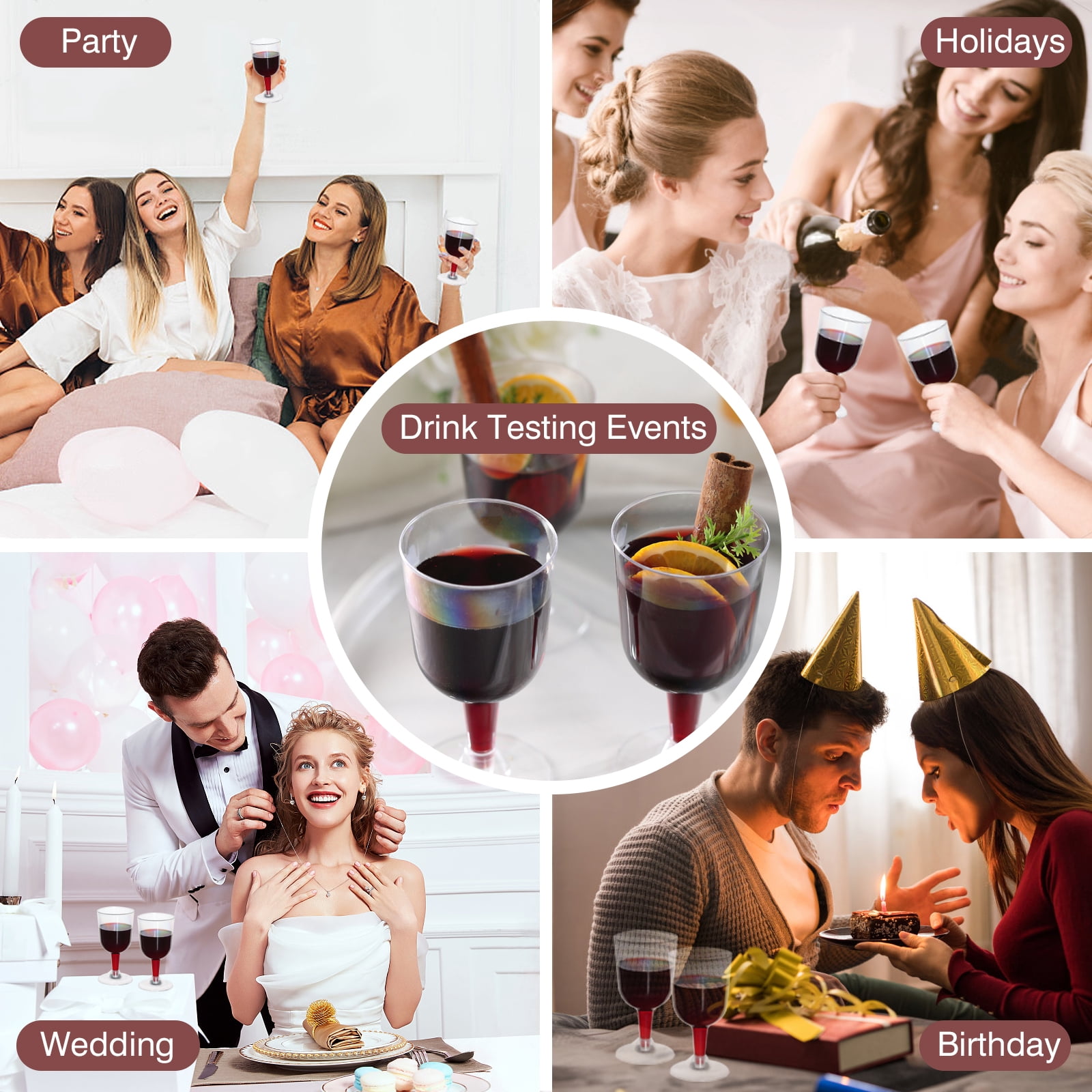 Wedding Party PLASTIC WINE CHAMPAGNE FLUTES DISPOSABLE GLASSES