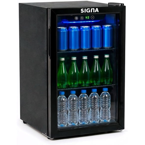 Enfriador de Bebidas Frigobar Compacto Negro Mini Refrigerador de Acero Inoxidable Ideal Para Espacios Pequeños Frigobar Mini Multifuncional Mini nevera Latas De Refresco (48 Litros)