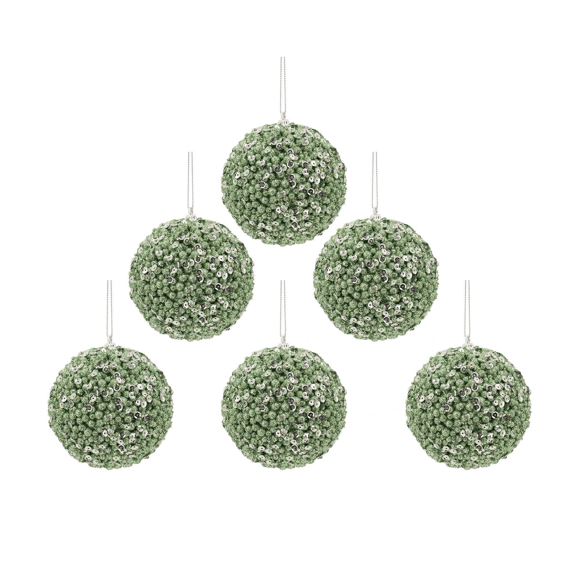 6 Pcs Glitter and Sequin Christmas Ball Ornaments Polyfoam Sparkling Tree Decor Gift Stocking Stuffer