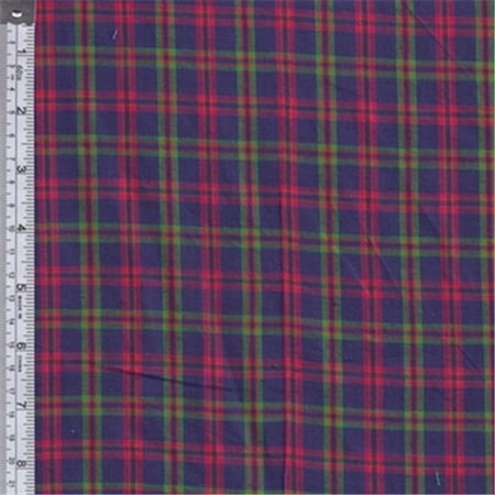Textile Creations RW0122 Rustic Woven Fabric, Plaid Royal, Magenta And Green, 15 yd.