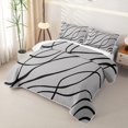 thumbnail image 3 of Homewish Aesthetic Lines Quilt Full,Modern Abstract Full Bedspread Sets,Gray Black,3 Pieces, 3 of 7