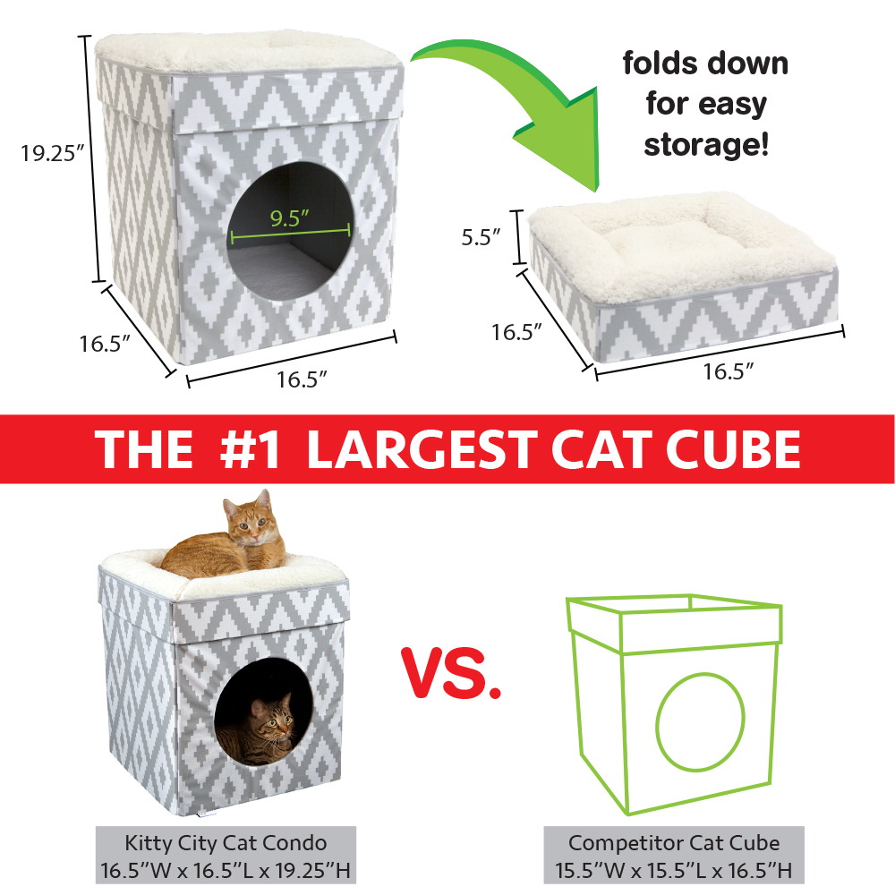 Kitty City Large Cat Bed Cube, Stackable, Gray, 19" photo 8