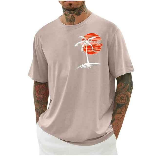 Birdeem Chemises pour Hommes Imprimé Col Rond Mode Décontractée Manches Courtes Blouses