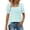 Mint Green, variant on Women's T-Shirt, Square Neck Loose Fit Blouse with Lace Trim and Casual Stripe Print, Comfortable Short Sleeve Top for Daily Wear