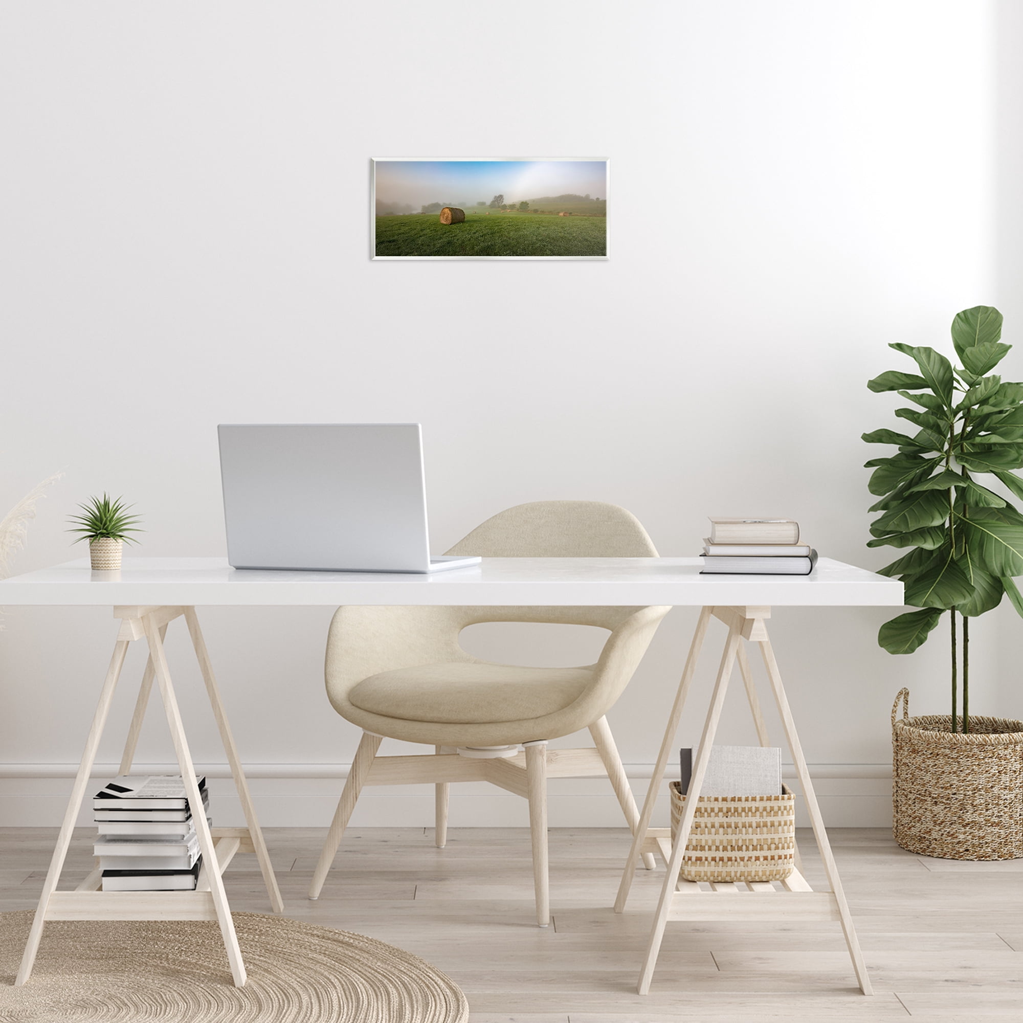 Stupell Industries Hay Bales Country Horizon Landscape & Nature Photography Unframed Art Print Wall Art, 17 x 7