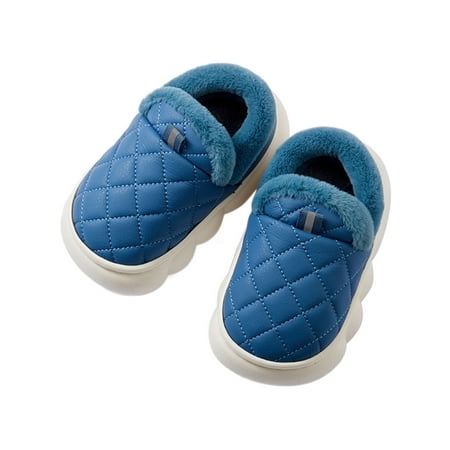 

Kesitin Kids Boot Dimond Warm Slippers Plush Lining Fuzzy Slipper Lightweight Cozy House Shoes Bedroom Low Top Bootie Shoe Blue 9C