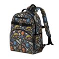 thumbnail image 2 of Football and Basketball Black Pattern Cute School Backpack Bag for School with Padded Back and Adjustable Shoulder Straps 15.25"x11.5"x5.25", 2 of 5
