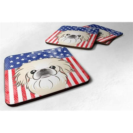 

American Flag & Pekingese Foam Coaster Set of 4