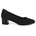 thumbnail image 2 of JENN ARDOR Low Chunky Heels Dress Shoes for Women Comfortable Knit Block Heeled Pumps Square Closed Toe Dressy Casual Wedding Party Prom Office Work Slip on Shoes, 2 of 6