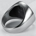 thumbnail image 4 of Stainless Steel Celtic Five Fold Fifth Elements Engraved Square Flat Top Biker Style Polished Signet Ring, 4 of 4