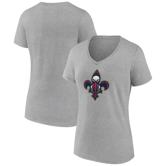 Women's Heather Gray New Orleans Pelicans Alternate Logo V-Neck T-Shirt