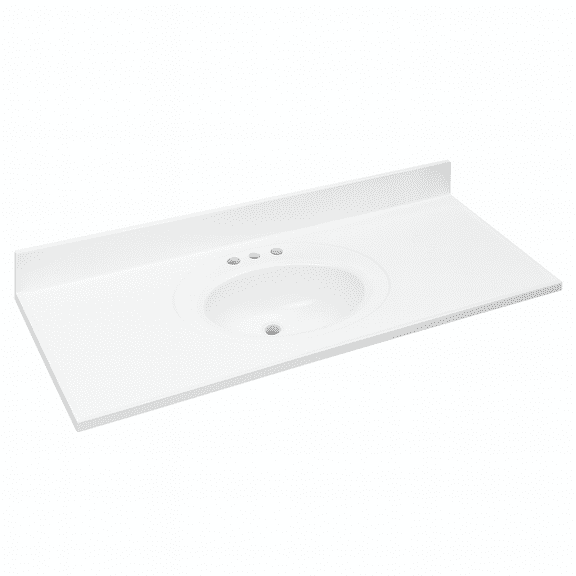 Design House 49" x 22" Solid White Cultured Marble Vanity Top with 4" Center Single Bowl Sink with Integrated Backsplash