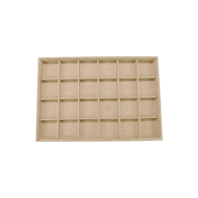 Cateissary Caja de joyería, bandeja de exhibición, soporte para pendientes, contenedor Retro de estilo Vintage de lino, estante de anillos de Almacenamiento y organización del hogar 24 rejillas