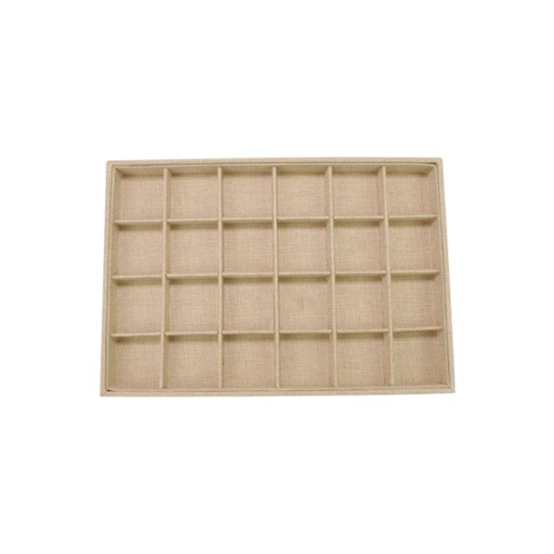 Caja de joyería, bandeja de exhibición, soporte para pendientes, estilo Vintage de lino, organizador de mano de obra fina, estuche colgante Almacenamiento y organización del hogar 24 rejillas Cateissary HA075630-05