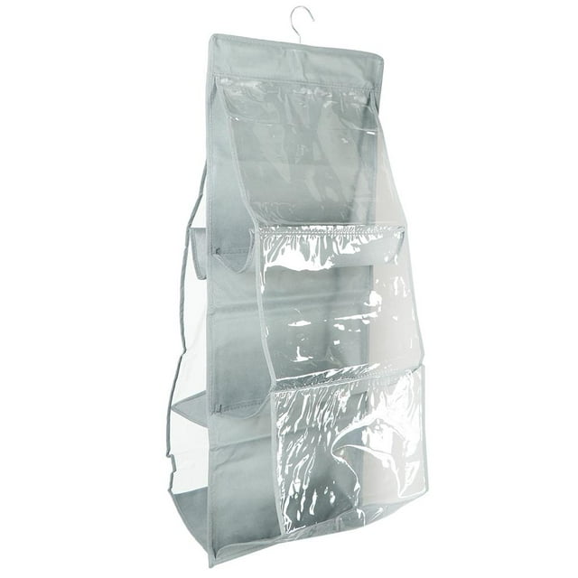 yuksok Clear 6 Pockets Handbag File with Hook for Closet Bag Organizer
