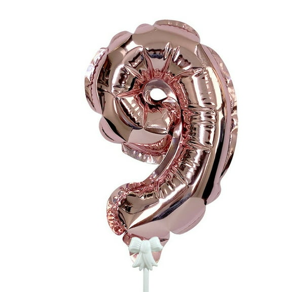 7 inch Self-Inflating Number 9 - Rose Gold Foil Mylar Balloon - Party Supplies Decorations