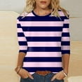 thumbnail image 2 of Tiweut Leisure T Shirts for Women 3/4 Sleeve Graphic Crew Neck Summer Striped Tunics Classic Fit Ladies Tees Size L, 2 of 5