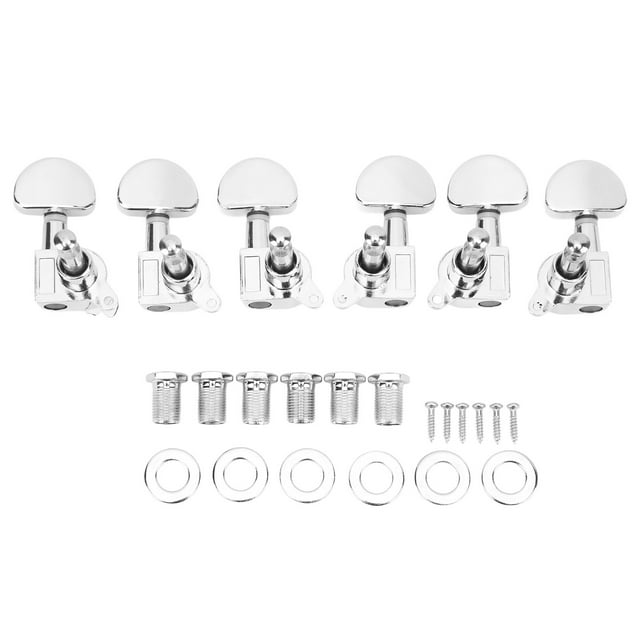 3R3L Guitar Locking Tuners Semicircle Head Heavy Duty Internal Gear Bevel Angle String Tuning Pegs Silver