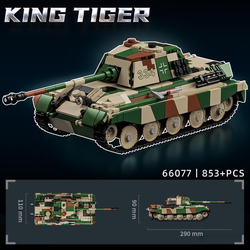 Remocguys WW2 Tiger Tank Heavy Building Sets, Compatible with Lego Army Military Vehicles Model kits Collectible for Adults Boys 14+ 853PCS