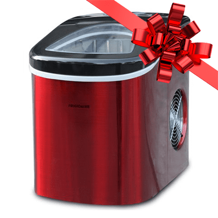 RED STAINLESS STEEL COMPACT ICE MAKER
