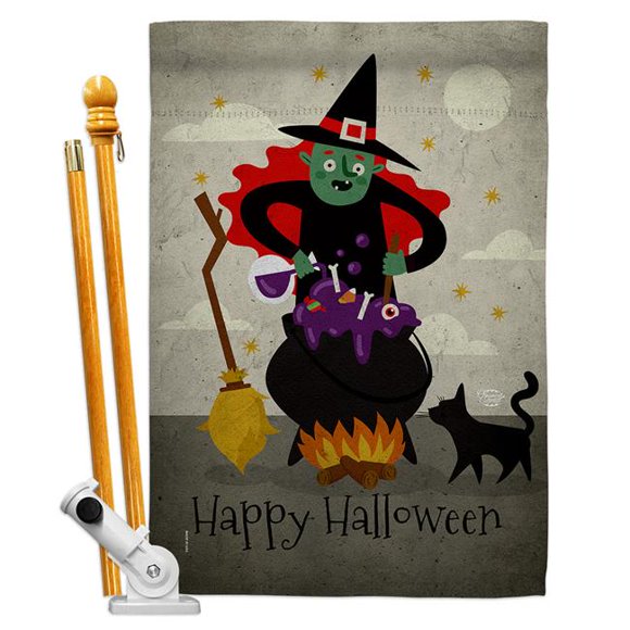 Ornament Collection HS190173-BO Casting Spells Falltime Halloween 28 x 40 in. Double-Sided Decorative Horizontal Flags for Decoration Banner Garden Yard Gift