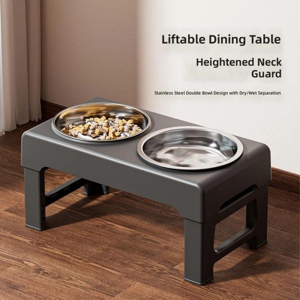 Giaone Adjustable Elevated Dog Feeder With Slow Feeder Bowl And Stainless Steel Dishes