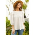 thumbnail image 3 of Celeste's Women's Summer Elbow Sleeve Textured blouse Tunic top S-3X, 3 of 4