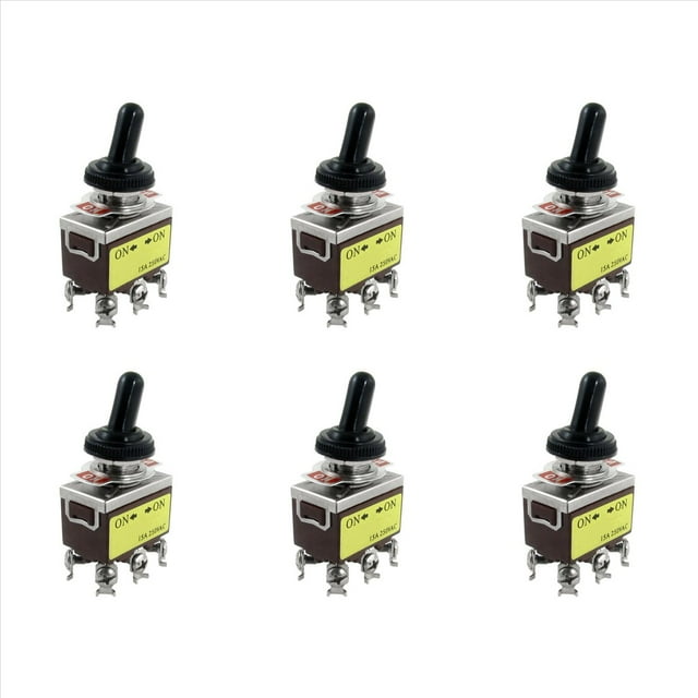 6X AC 250V 15A On / On Interruptor de Palanca DPDT de 2 Posiciones con Bota Impermeable