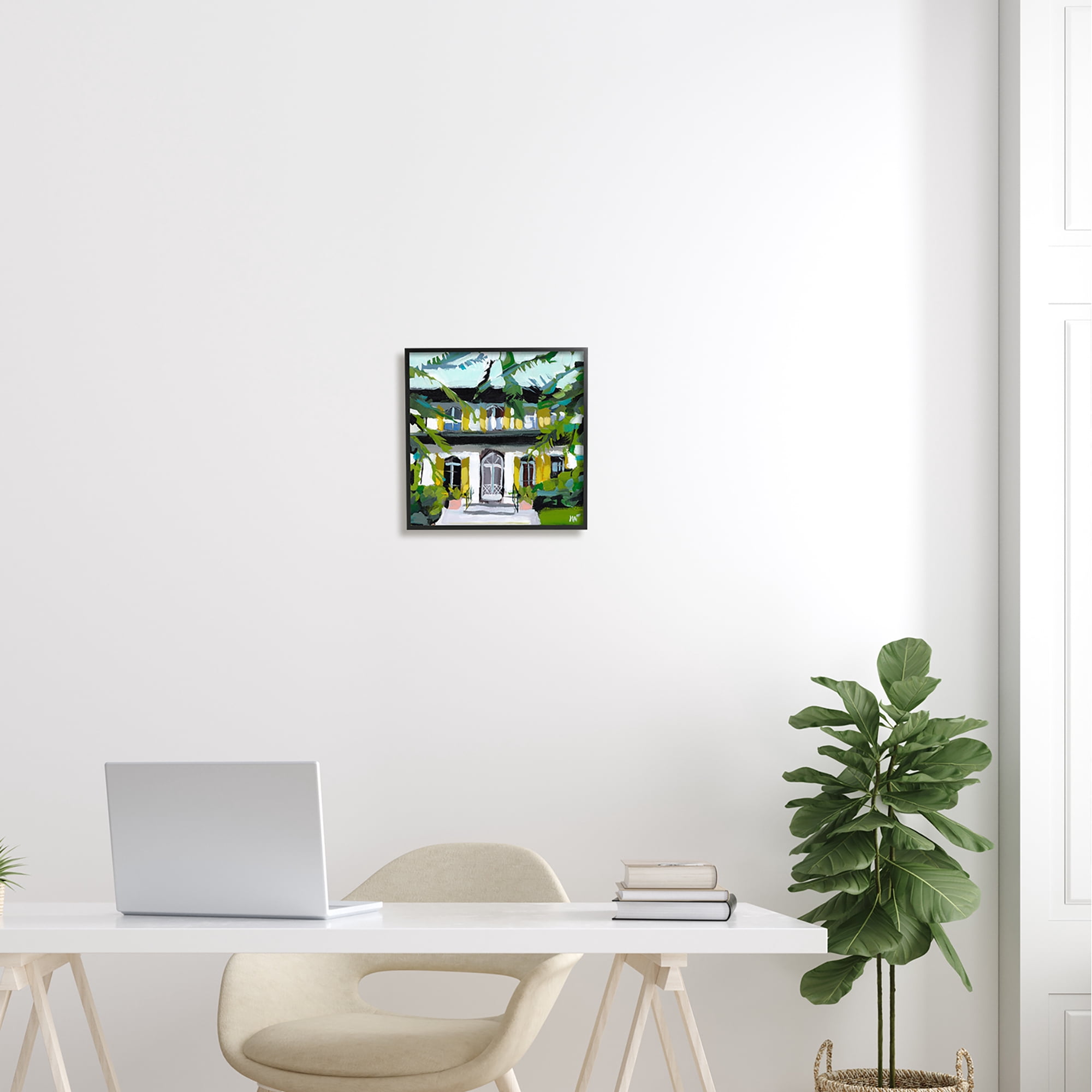 Stupell Industries Modern Villa House Painting Abstract Painting Black Framed Art Print Wall Art, 12 x 12
