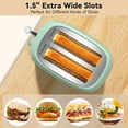 thumbnail image 4 of tostador retro de acero inoxidable de 2 rebanadas con bagel, función de cancelación, descongelación y 6 ajustes de sombra, ranura extra ancha y bandeja extraíble para migas (verde claro), 4 of 5