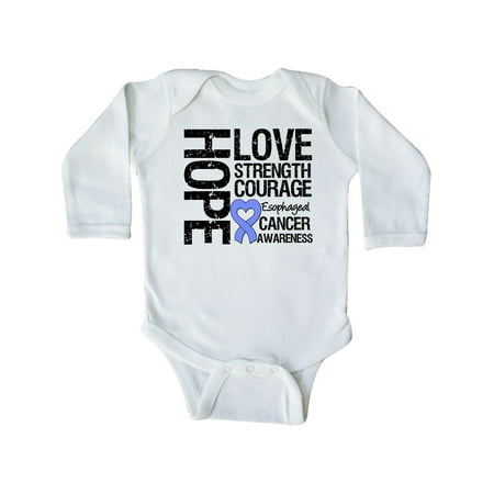 

Inktastic Esophageal Cancer Hope Love Strength Gift Baby Boy or Baby Girl Long Sleeve Bodysuit